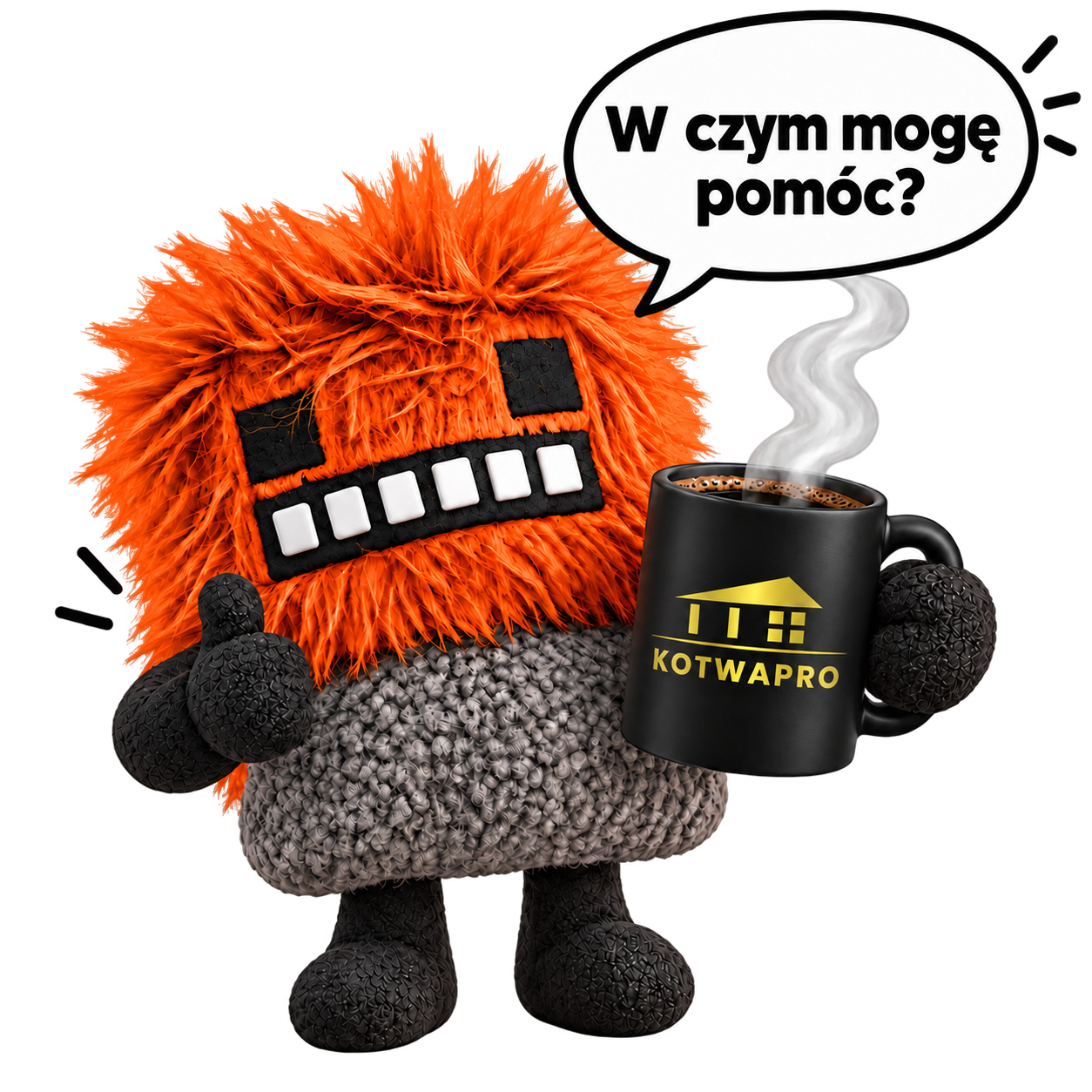 Kotwiok z czarnym kubkiem KotwaPro. W czym mogę pomóc?