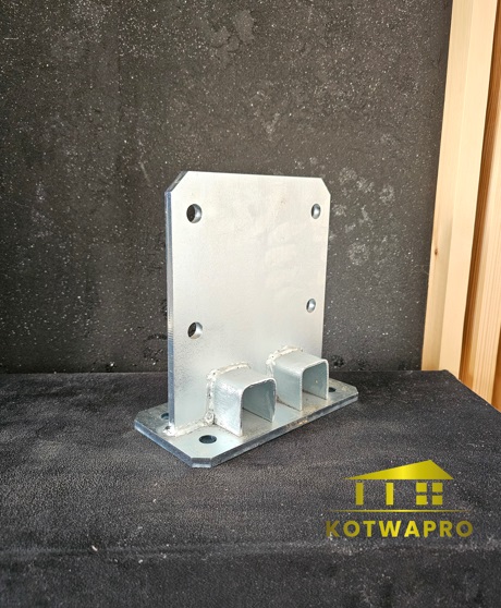 Ukryta podstawa stalowa pod słup drewniany – 100×200 mm,120×240 mm