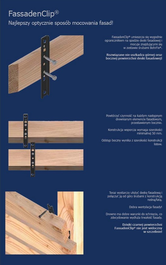 Sihga FassadenClip FCS - ukryty montaż elewacji drewnianej - obrazek 2