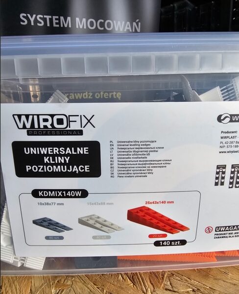 WIROFIX KDMIX140W uniwersalne kliny poziomujące – zestaw 140 szt.