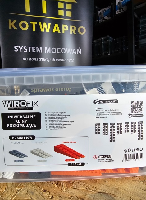 WIROFIX KDMIX140W uniwersalne kliny poziomujące – zestaw 140 szt. - obrazek 3