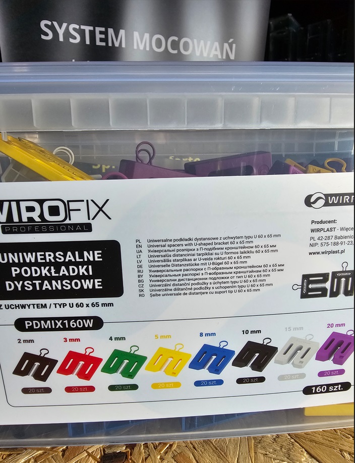 WIROFIX PDMIX160W podkładki dystansowe z uchwytem typ U 60 × 65 mm – zestaw 160 szt. - obrazek 3