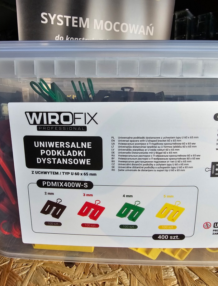 WIROFIX PDMIX400W-S podkładki dystansowe z uchwytem typ U 60 × 65 mm – zestaw 400 szt. - obrazek 3