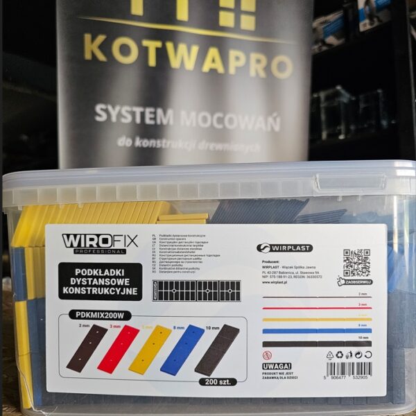 WIROFIX PDKMIX200W podkładki dystansowe konstrukcyjne – zestaw 200 szt.