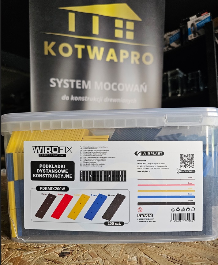 WIROFIX PDKMIX200W podkładki dystansowe konstrukcyjne – zestaw 200 szt.