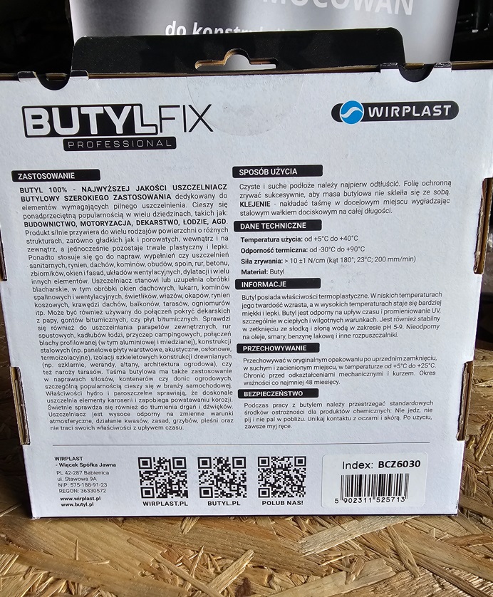 Taśma butylowa BUTYLFIX Professional BCZ6030 czarna 60 mm × 3,0 mm × 7 mbCzarna - obrazek 3